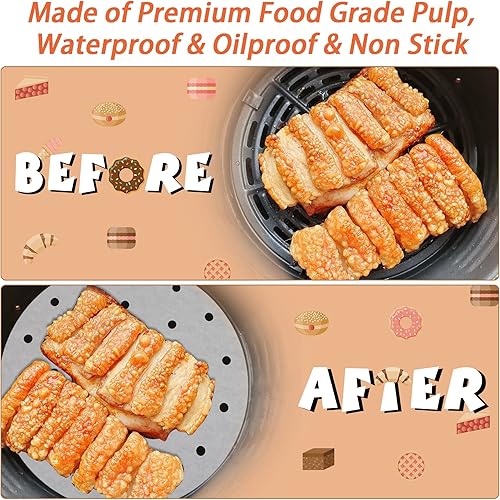 Miniatura 4 de 200 forros de papel pergamino para freidora de aire, hojas de bambú para hornear accesorios para freidora de aire (8 pulgadas)