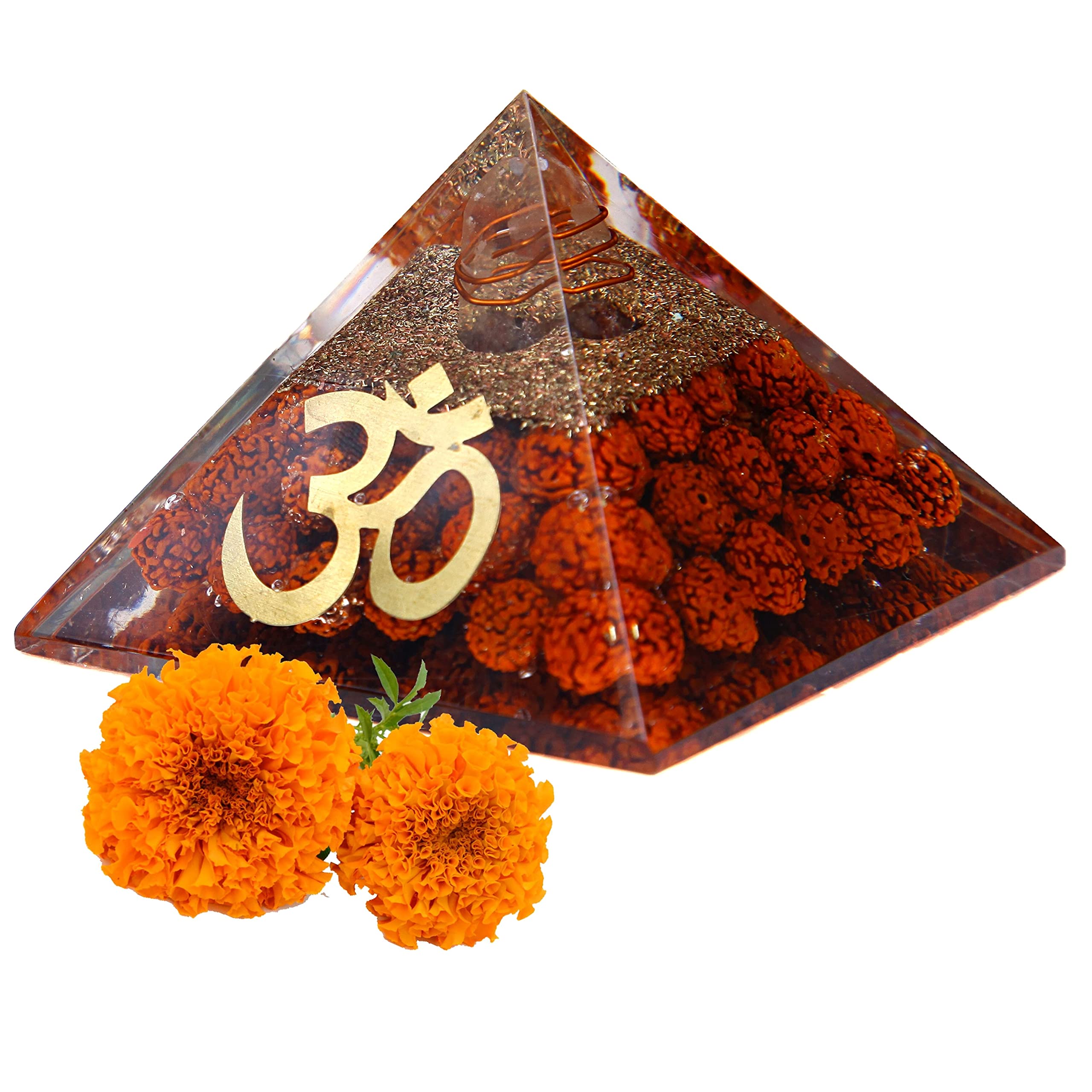 ancientlyOriginal Rudraksha Orgonite Pyramid - Energy Generator Pyramid Vastu Pyramid Reiki Healing Pyramids & Feng Shui Pyramid (3 Inch Width X 2 Inch Height) 1 Piece