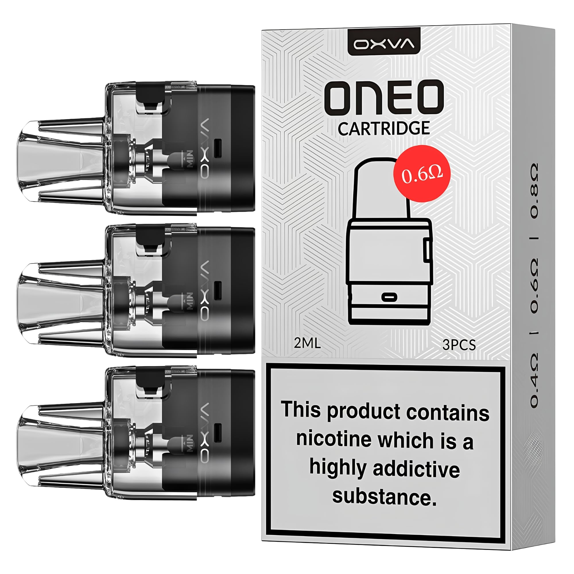 OXVA Oneo Pod [0.6ohm | 20-26W] 3 Pack - MTL & DTL Vaping, Adjustable Airflow, Side Filling, Rich Flavour, Leakproof Design, 2ml Cartridge, No Nicotine