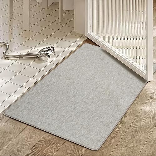 Miniatura 2 de Yancrop - Tapete de baño ultrafino enrollable, sin arrugas, con parte trasera de goma antideslizante, superficie de tela absorbente, secado rápido