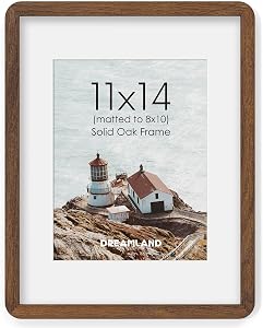 Dreamland 11x14 Picture Frame with Mat for 8x10, USA-Sourced Natural Oak Wood Photo Frames with Resistant Plexiglass, 11 x 14 Handcrafted Round Corner Gallery Wall Frames for Art, Walnut