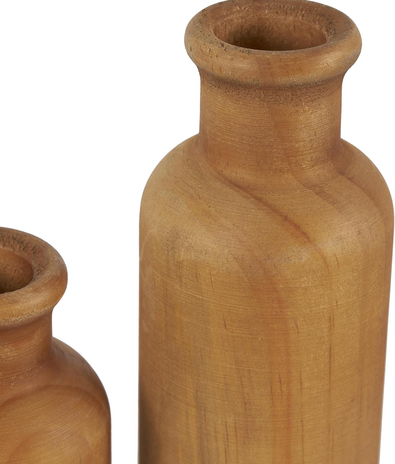 Deco 79 Wood Decorative Vase Centerpiece Vases with Black Bases, Set of 3 Vases for Home Decoration 10", 8", 5" H, Brown