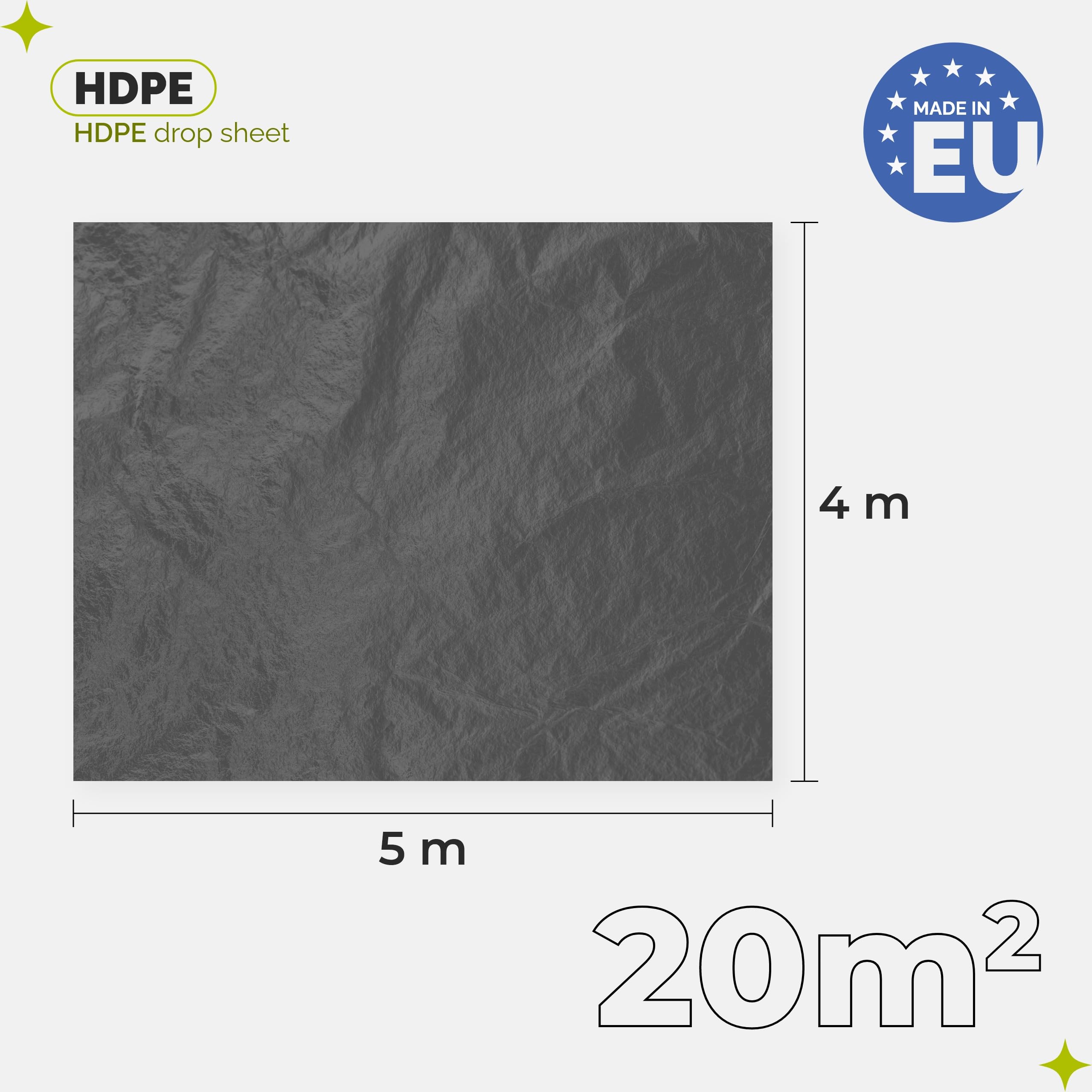 Garronda Lámina de Cobertura Film Protector 20 µ 4x5 m 10 uds GD-0222 | Plástico de protección LDPE gris, lona cubretodo resistente sin cinta adhesiva para muebles y suelo, pintura y reformas