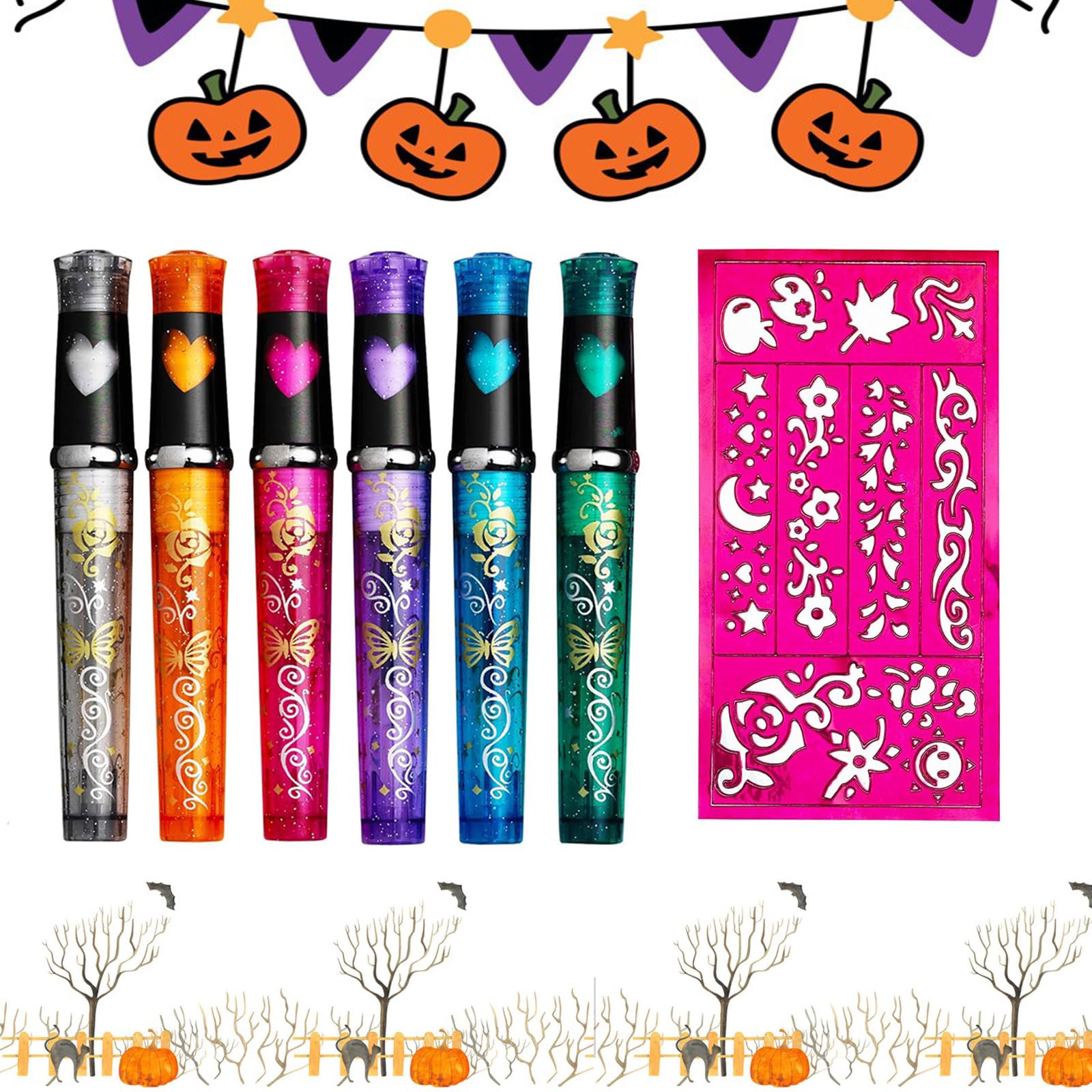 Rotuladores Tatuajes Temporales Niños,6 Colores Rotuladores Tatuajes Temporales,Kit De Tatuajes Temporales,Marcadores Para Tatuajes Temporales,Juego Tatuajes Niña Niño Para Fiesta Halloween Cumpleaños