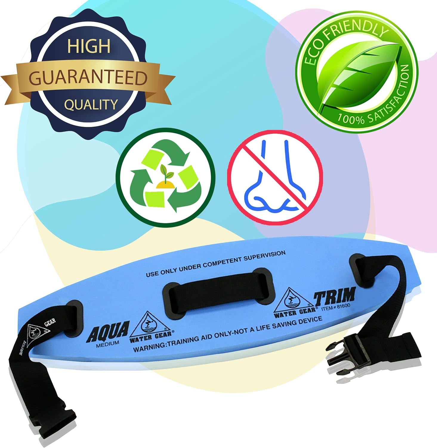 Water Gear Aqua Trim Flotation Belt - Water Exercise Equipment - Designed to Fit Your Body Type - Fully Adjustable Nylon Belt - Medium