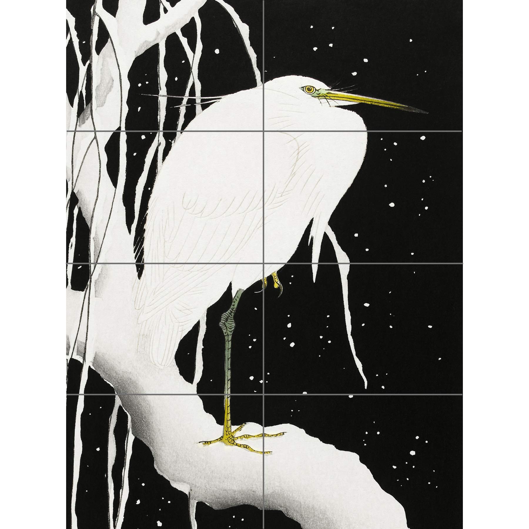 Artery8 Ohara Koson Heron In Snow Japanese Painting XL Giant Panel Poster (8 Sections)
