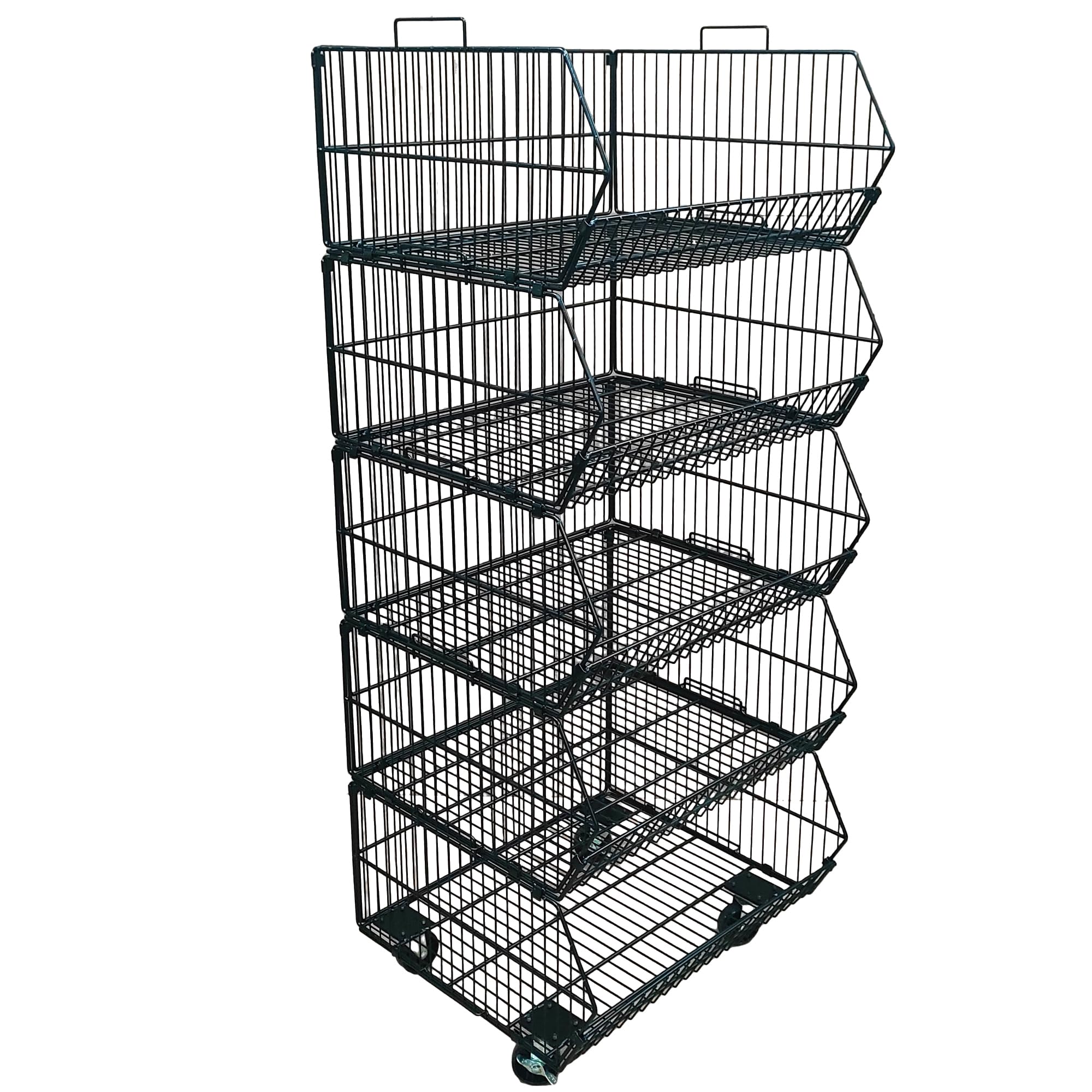 Completeshopfittings Black Heavy Duty 5 Tier Stackable Display Baskets For Retail Shop Supermarket - 60Cm
