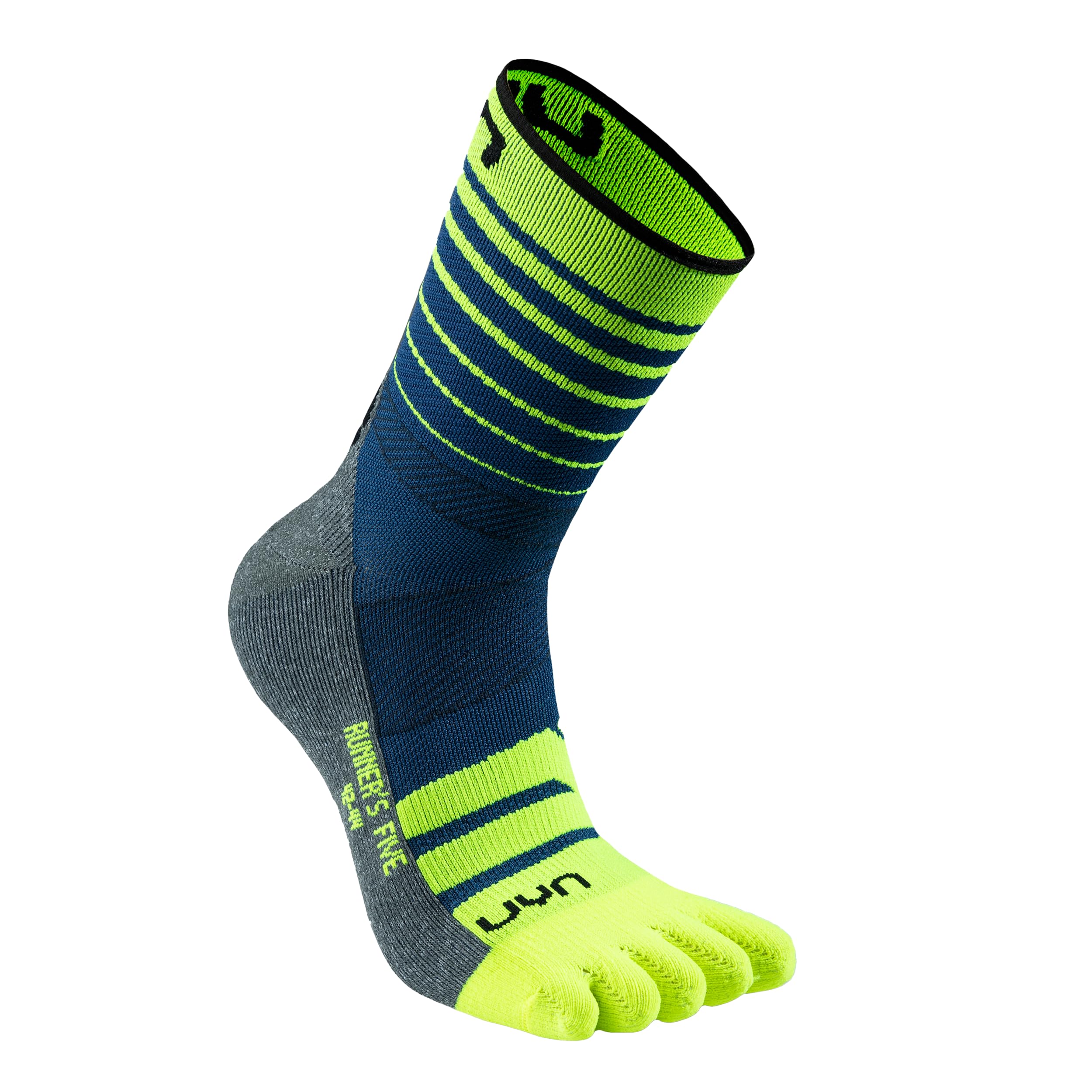 UYN S100318-A699 RUNNER'S FIVE SOCKS Men's Blue or Yellow Fluo 44