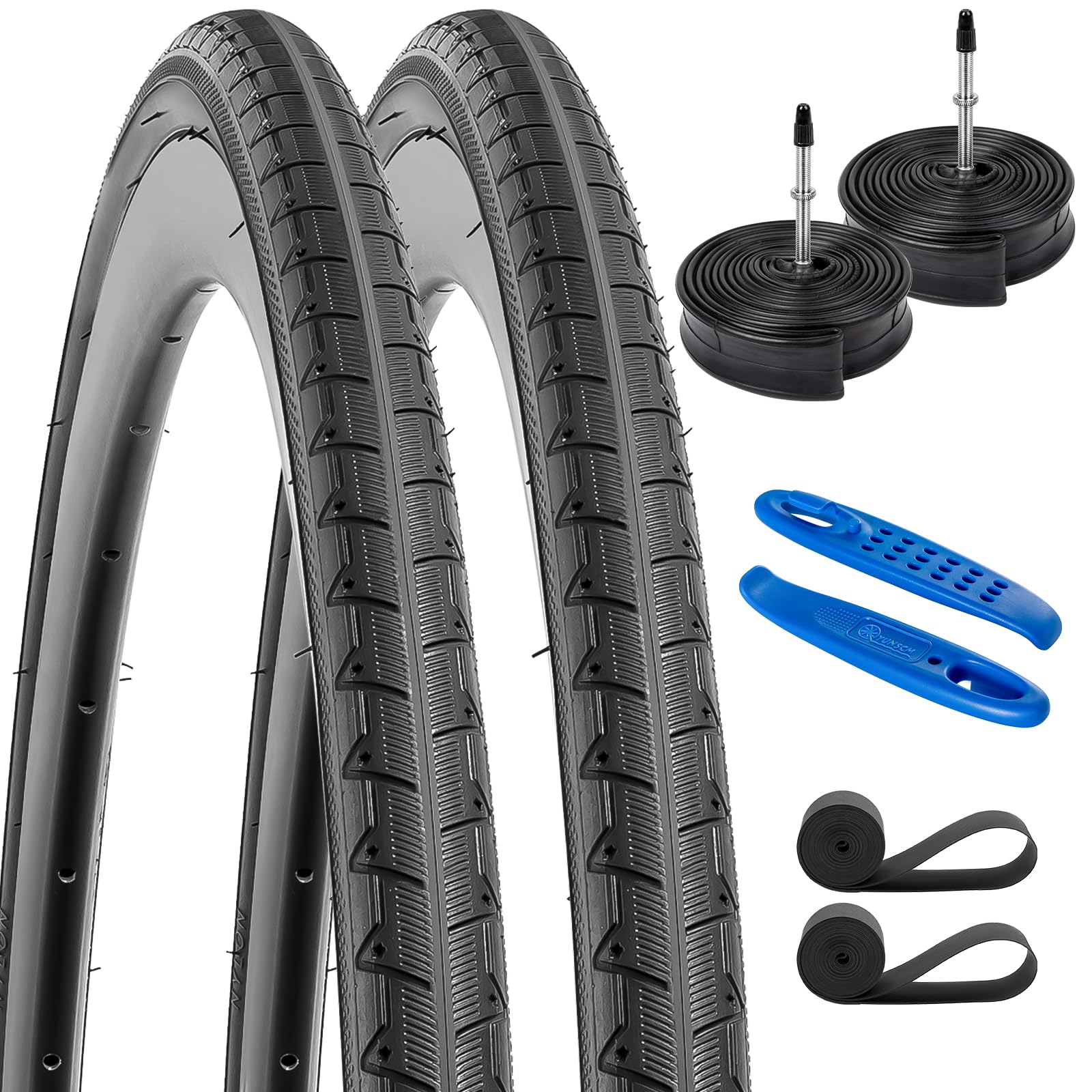 YunSCM 2Pcs Foldable 700C Bike Tyres 700x28C/28x1.10 Tires 28-622 and 700C Inner Tubes FV60mm Valve Compatible with700x25C 700 x 28C 700x30C 28x1.10 Road bikes, city bikes Bicycle Bike Tyre