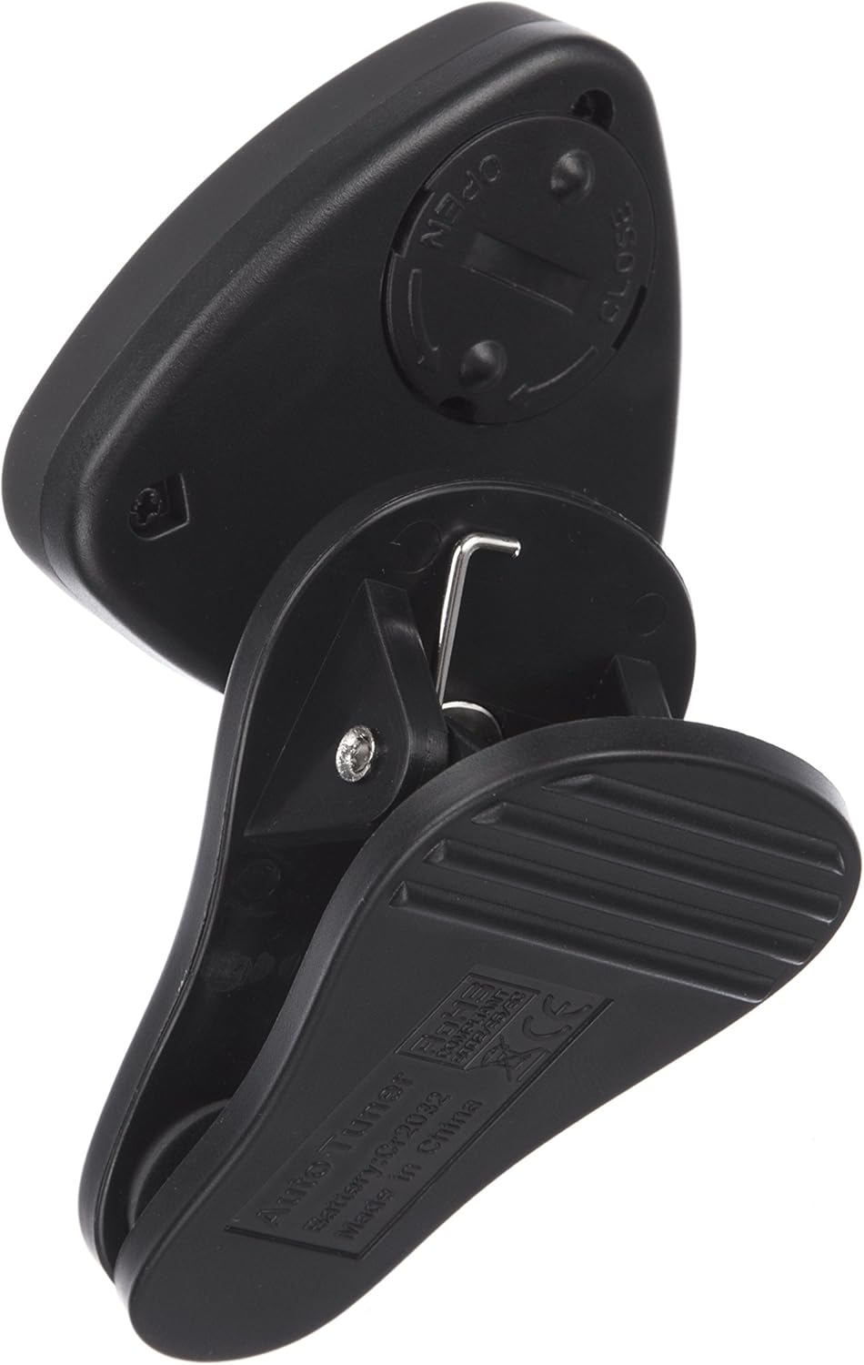 Balik deui view tina tuner Eno ET-3000 anu nunjukkeun kompartemen batré