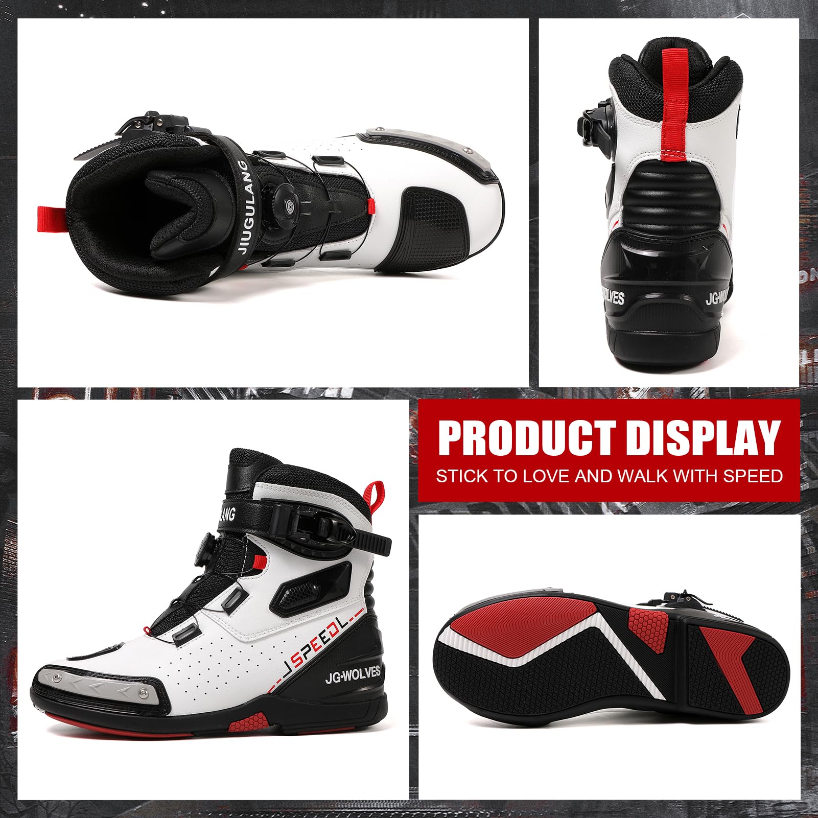 Scarpe da Moto Uomo Stivali Motocross - Protezione Caviglia | Stivali Motociclisti Chiusura Rapida, estivi traspiranti e impermeabili Antiscivolo, Resistenti e Rinforzate