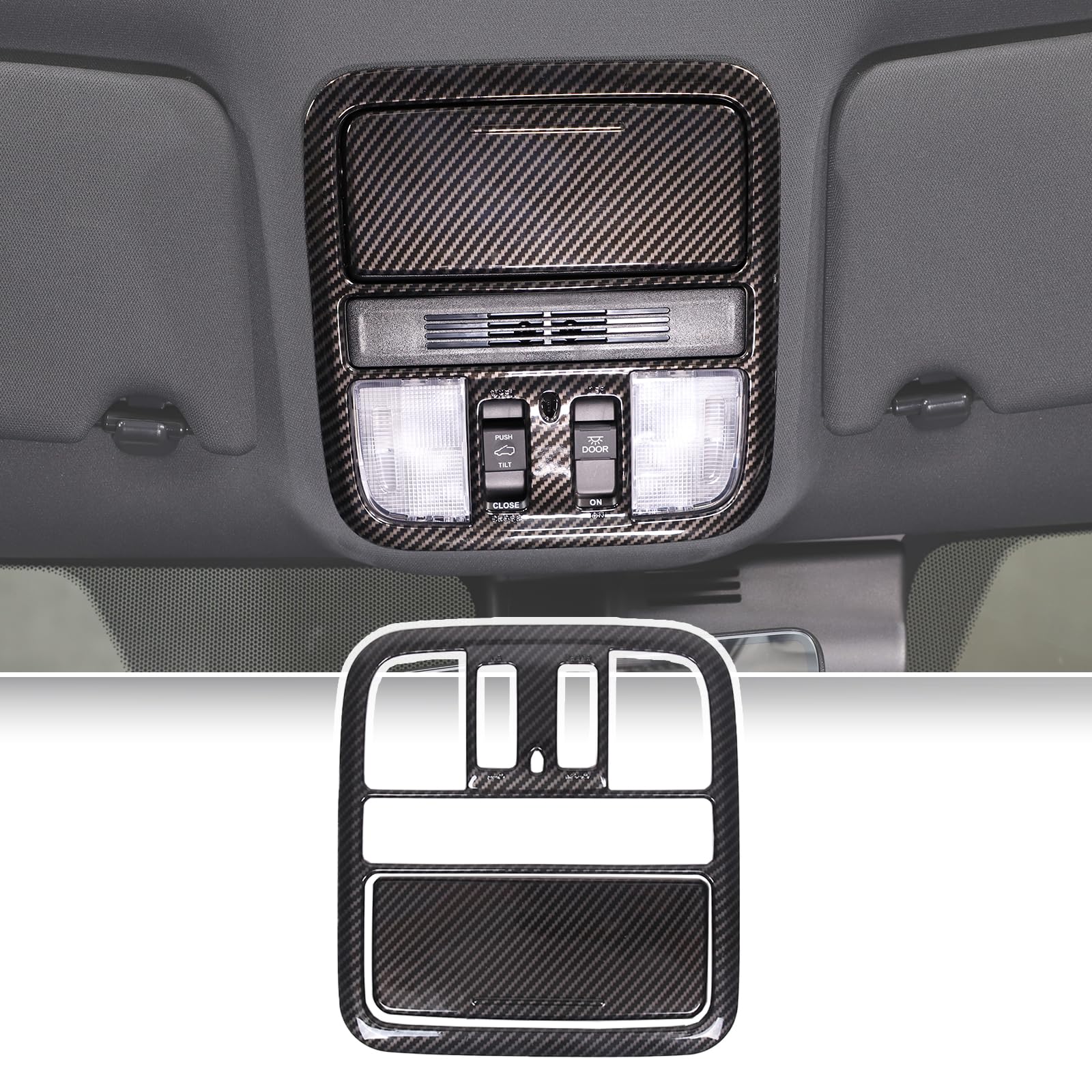 Sunroof Switch Panel Sticker, Interior Roof Dome Light Lamp Trim Cover Frame for Honda Pilot 2019-2022/ Passport 2019-2023, ABS (Front Reading Light