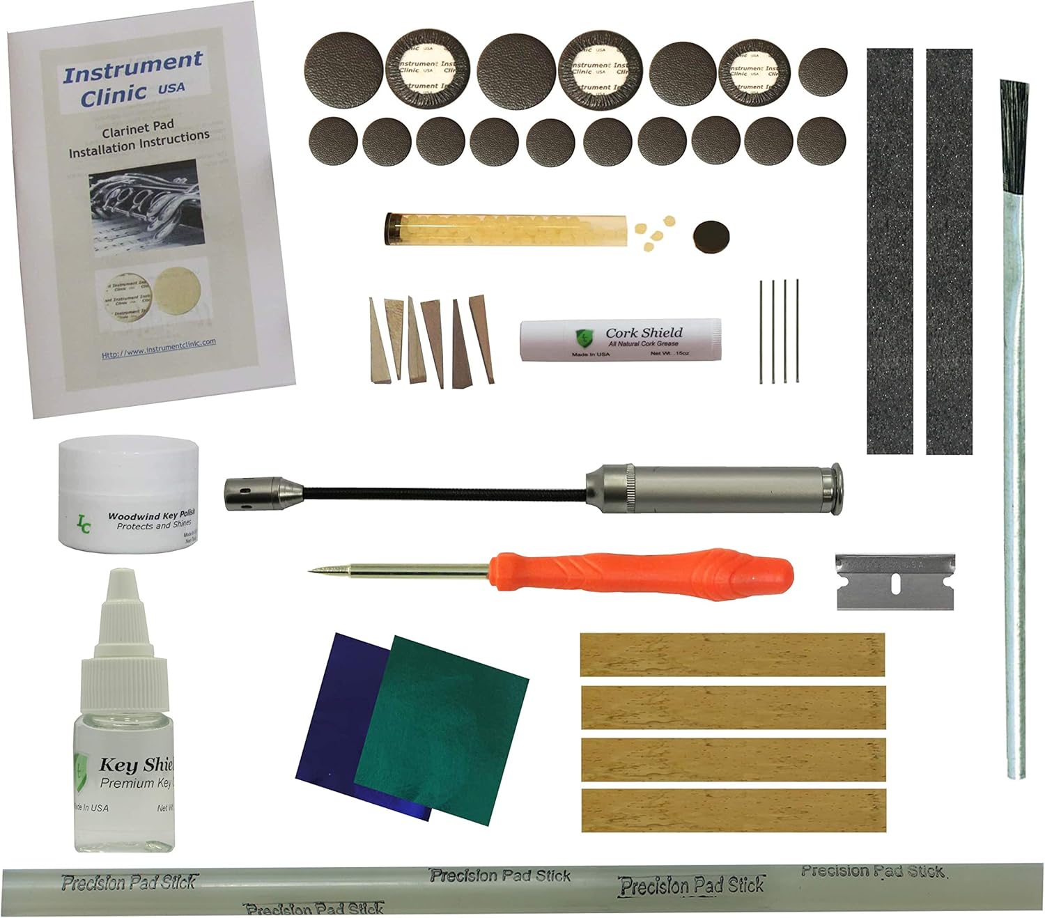 Black Kangaroo Leather Pad Kit with Tenon Cork