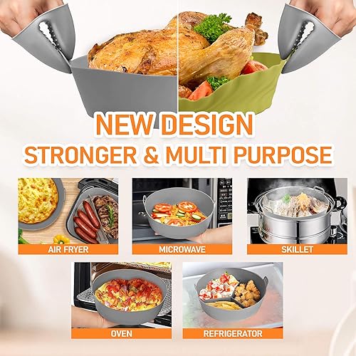 Miniatura 3 de 3 paquetes de forros de silicona para freidora de aire con divisores y guantes de horno gratis. Forros para freidora de aire ninja. Forros de papel