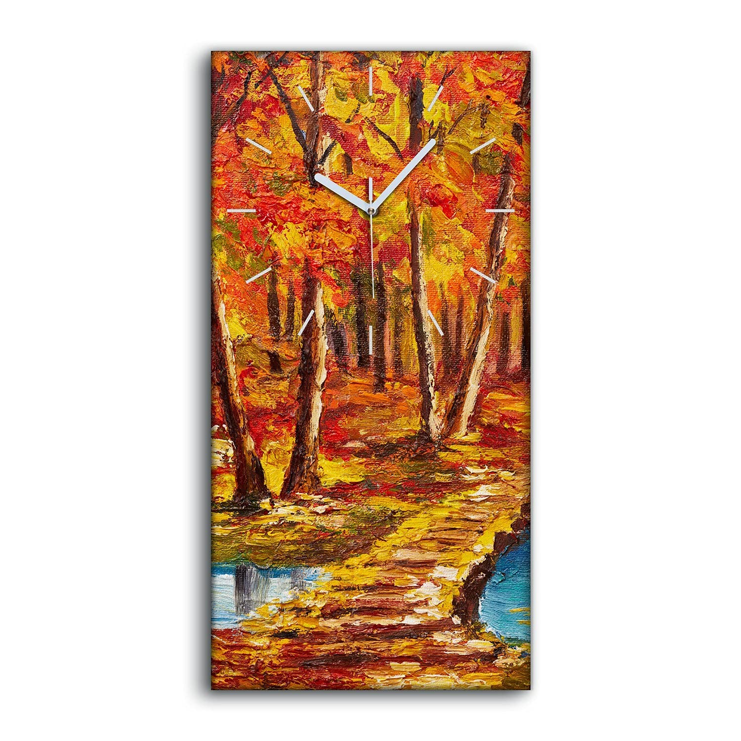 Horloge sur Toile Salon et Chambre Décoration Automne Nature Paisible 30x60 cm