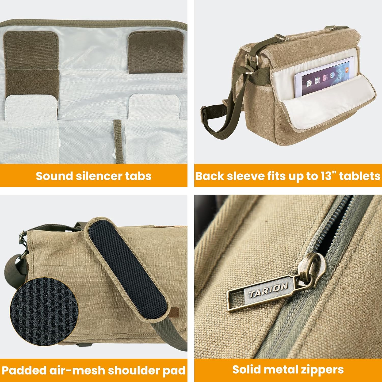 TARION Canvas Camera Bag Crossbody - Vintage Photo Bag DSLR Camera Messenger Bag Single Shoulder Bag Photo Bag Case for Women Men Street Urban Photography with Waterproof Raincover RS-01