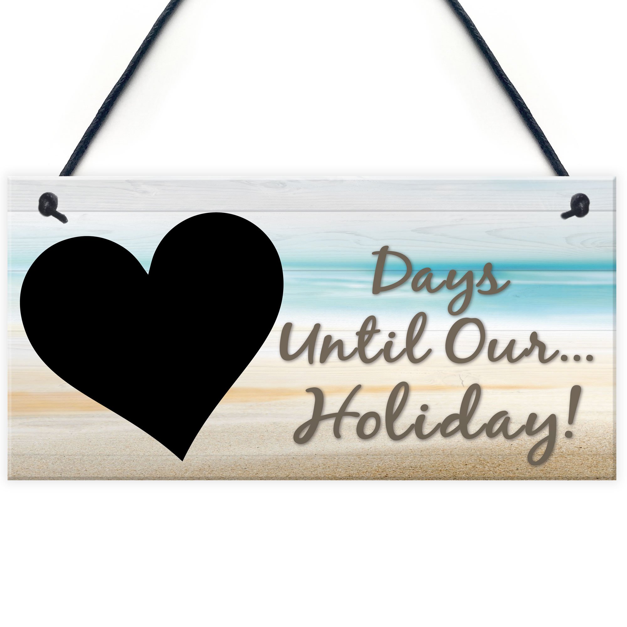 Red Ocean Multicolour Chalk Board Holiday Countdown Sign - Days Until Our Holiday Beach Sea Surprise