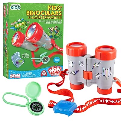 Wow in The World Kids’ Binoculars & Nature Explorer KIT | Look Far, Nature Scavenger Hunt, Specimen Box, Companion Audio Content, Bonus Reusable Science Tool, STEM Toy for Kids 4+ by Thames & Kosmos