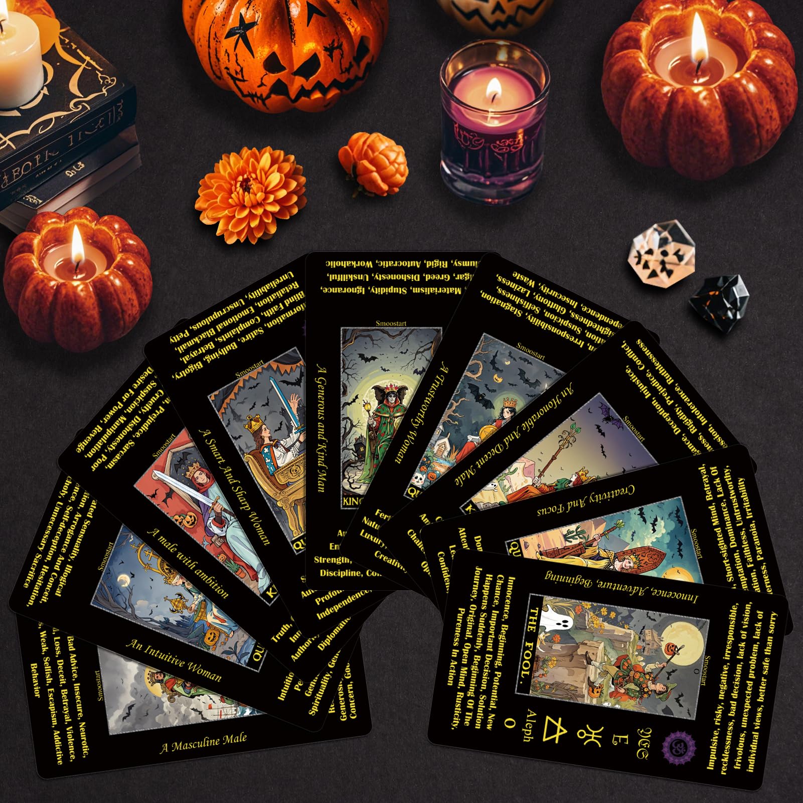 Smoostart Black Halloween Style Tarot Cards with Meanings - Image 2