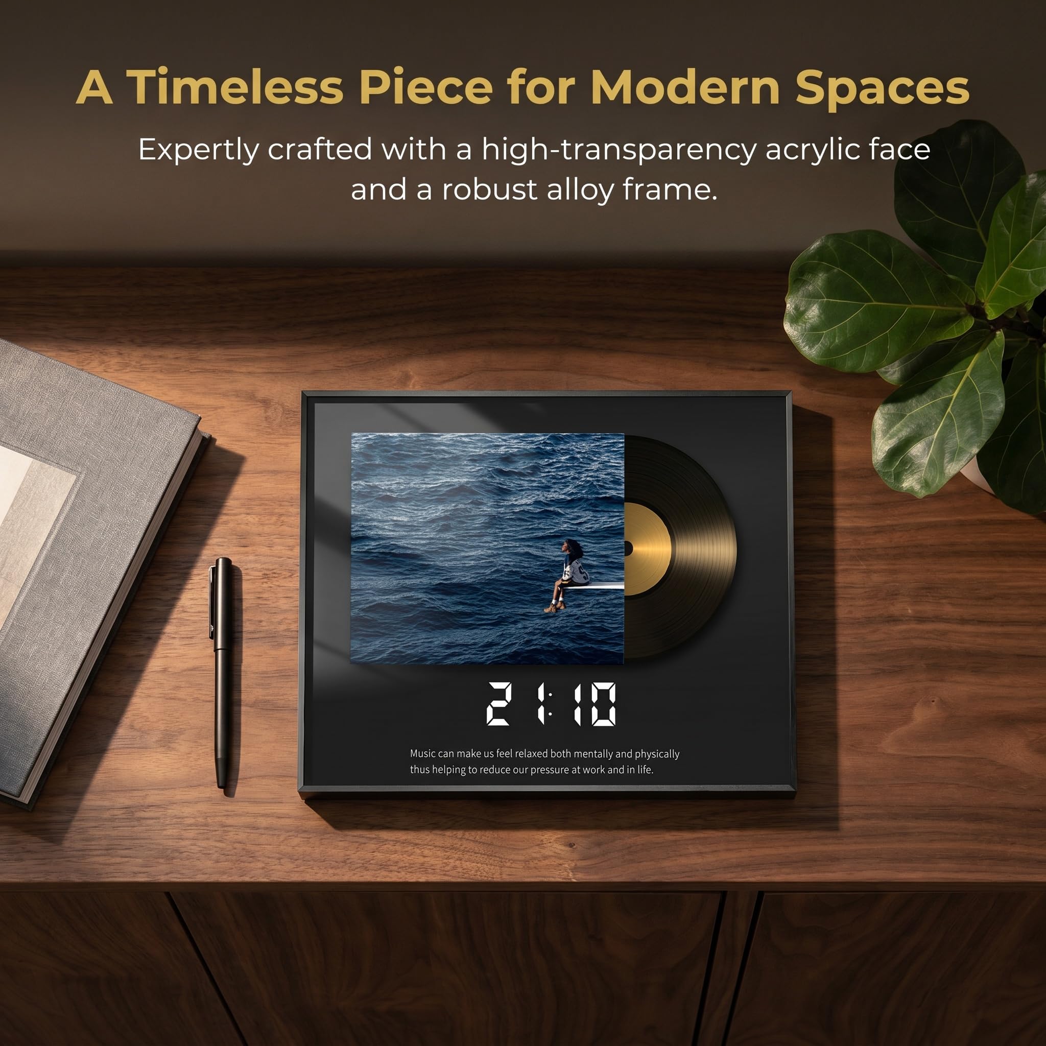 Reloj De Escritorio Digital Led, Reloj De Pared Decorativo, con Alarma, Calendario Y Termómetro, USB Silencioso, Adorno De Mesa Moderno con Marco, Ideal para El Hogar, La Oficina
