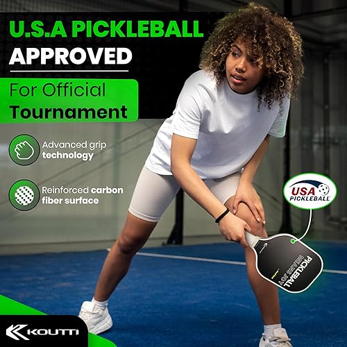 Miniatura 3 de Palas de pickleball aprobadas por Pickleball de Estados Unidos, juego de 2 paletas de pickleball de fibra de carbono con 4 bolas de pickleball para