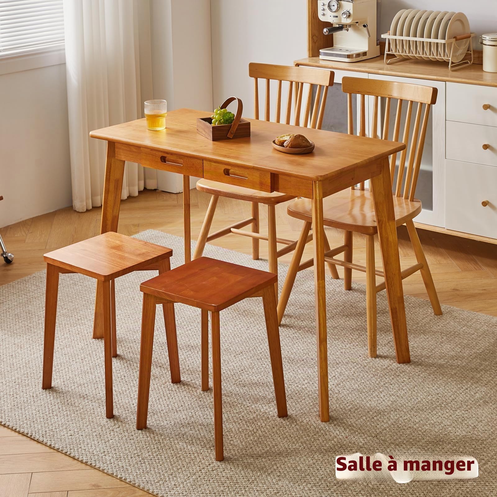 Aibiju Bureau D'écriture en Bois avec Tiroir Petite, Table de Bureau D'ordinateur, Petite Table de Salle à Manger en Bois Couleur Bois de Cerisier YD-WD01N