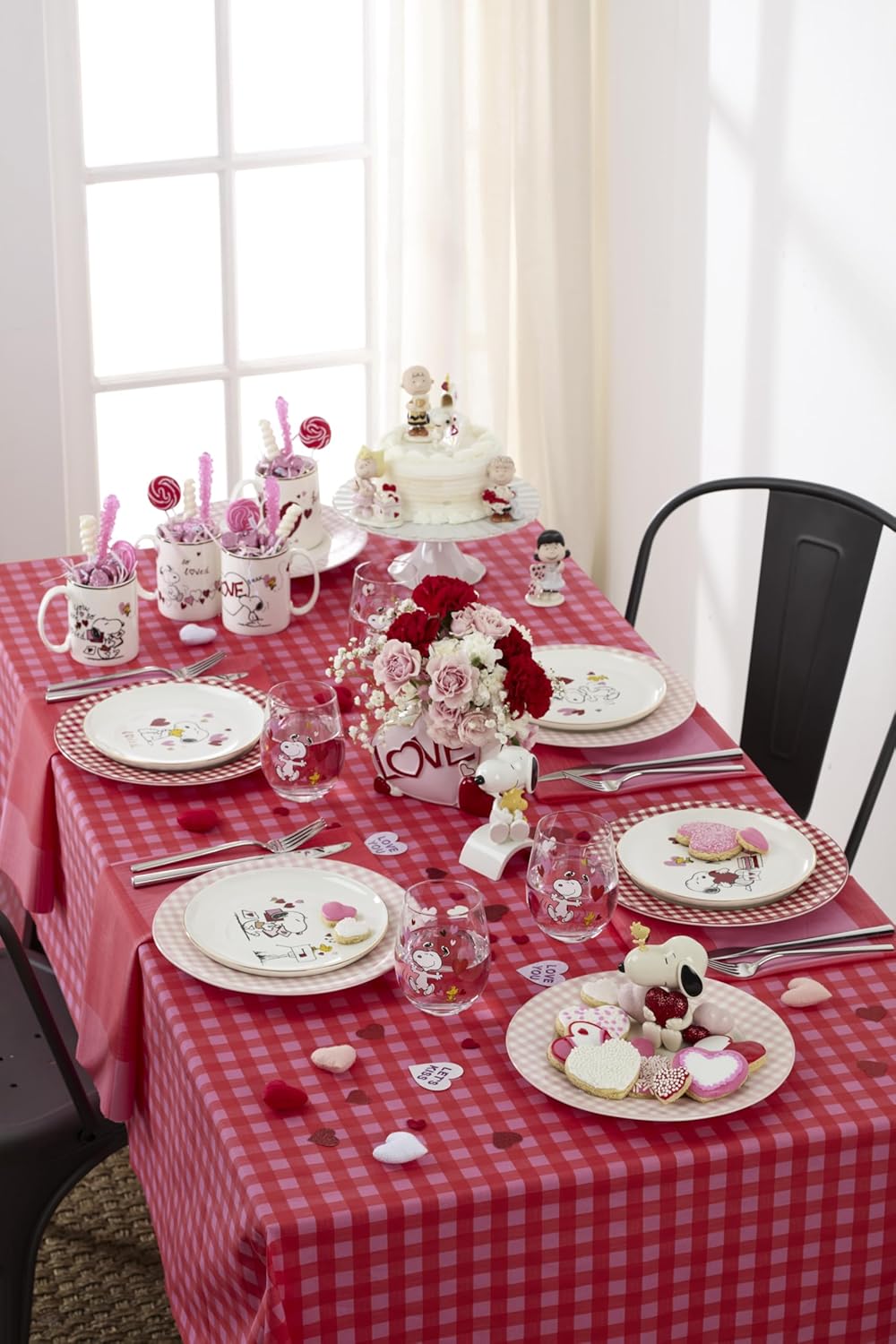 Lenox 897166 Gingham Dinner Plates, Set of 4, Pink, Valentine's Day
