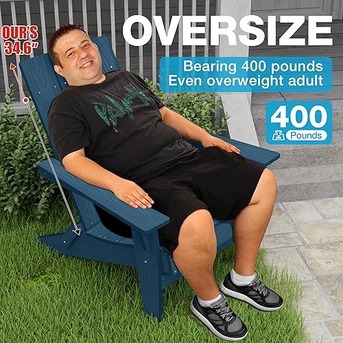 Miniatura 4 de YEFU Moderna silla plegable Adirondack de plástico, 1s ampliaralmacenar actualización desbloqueada, resistente a la intemperie, sillas de madera de