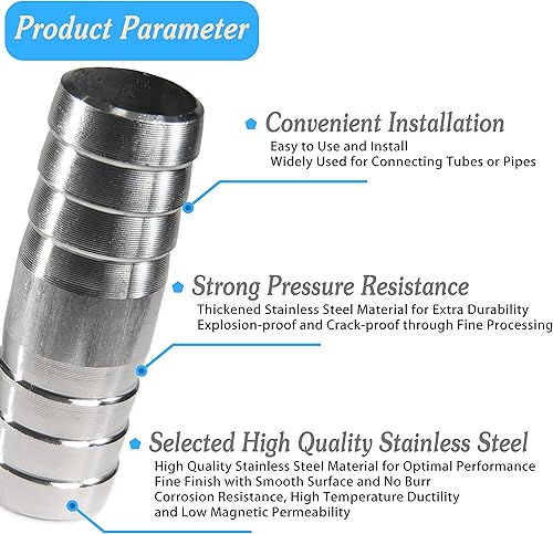 Miniatura 3 de MSAEIQUN Acoplador de manguera de acero inoxidable de 34 de pulgada con abrazaderas de tubo de acero inoxidable para aguacombustibleaire (paquete de