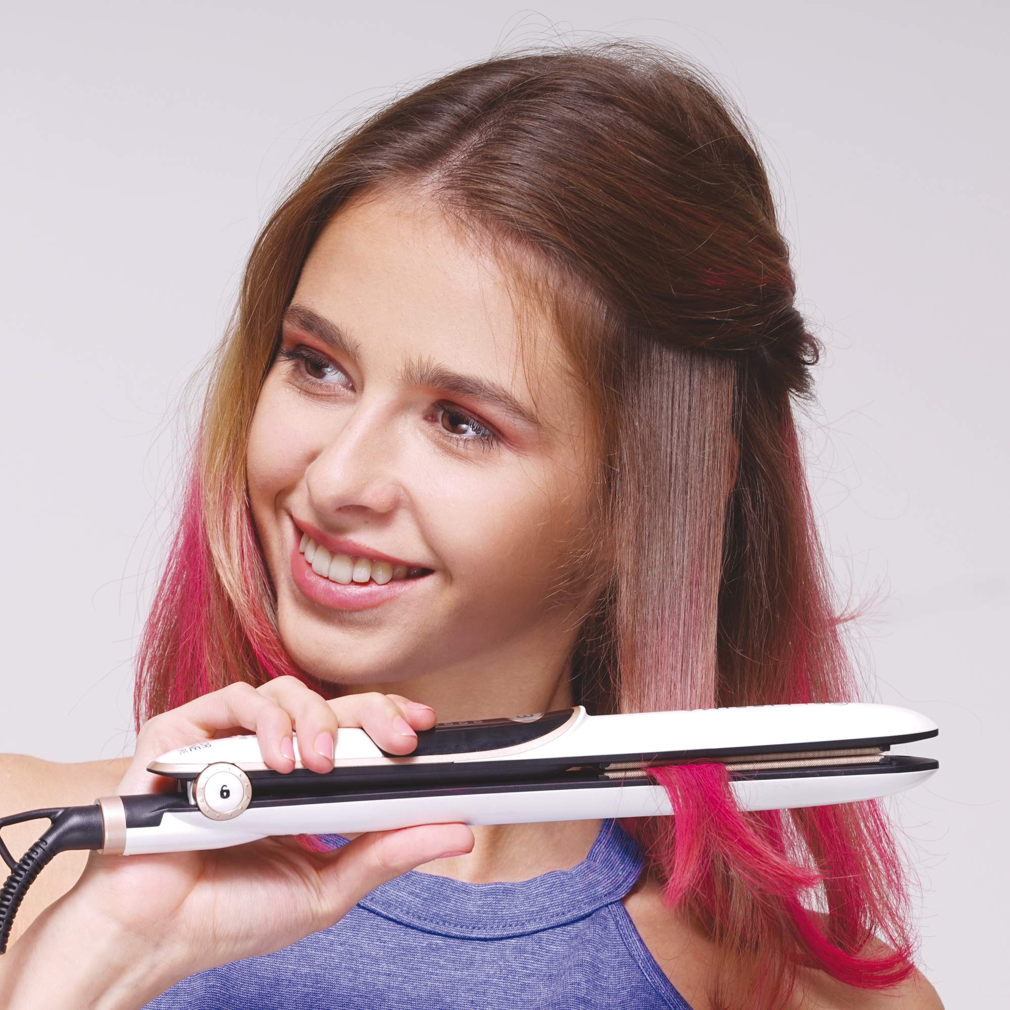 Bellissima Imetec My Pro Creativity Color Shine B22 100 Piastra per Capelli Colorati, Rivestimento in Tessuto per la Protezione dei Capelli, Temperatura Regolabile da 150°C a 230°C