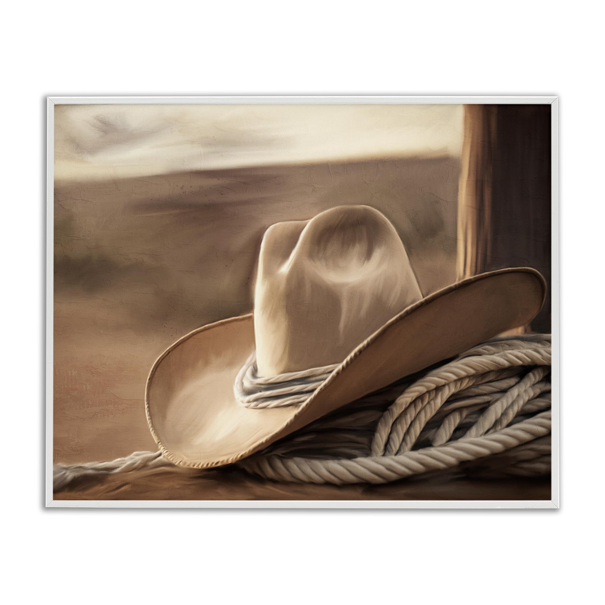 Stupell Industries Coastal White (Textured) 'White Cowboy Hat'| Framed Giclee Art