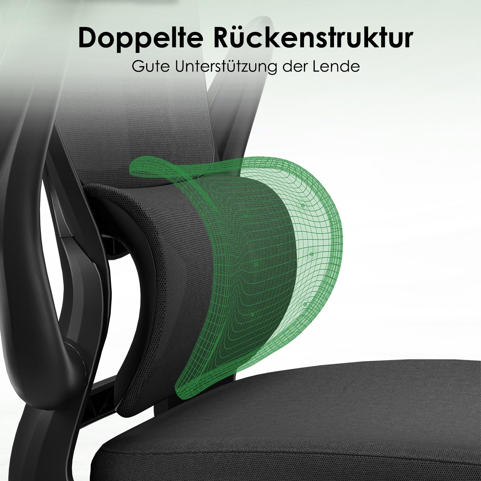 Farini Ergonomischer Stuhl Büro Computer Stuhl mit Rollen Schreibtisch für Bequemer Home Office Höhenverstellbar Chefsessel Bürostuhl mit Kopfstütze