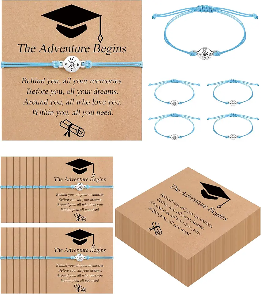 30PCS Graduation Bracelet Bulk Graduation Gifts for Her Him, Compass Bracelets Set 2025 Graduate College High School Inspirational Gifts for Classmates