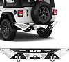 Rear Bumper - Compatible with 2007-2018 JP Wrangler JK/JKU, Off-Road Rock Crawler Full-Width Bumper with LED Lights, 2