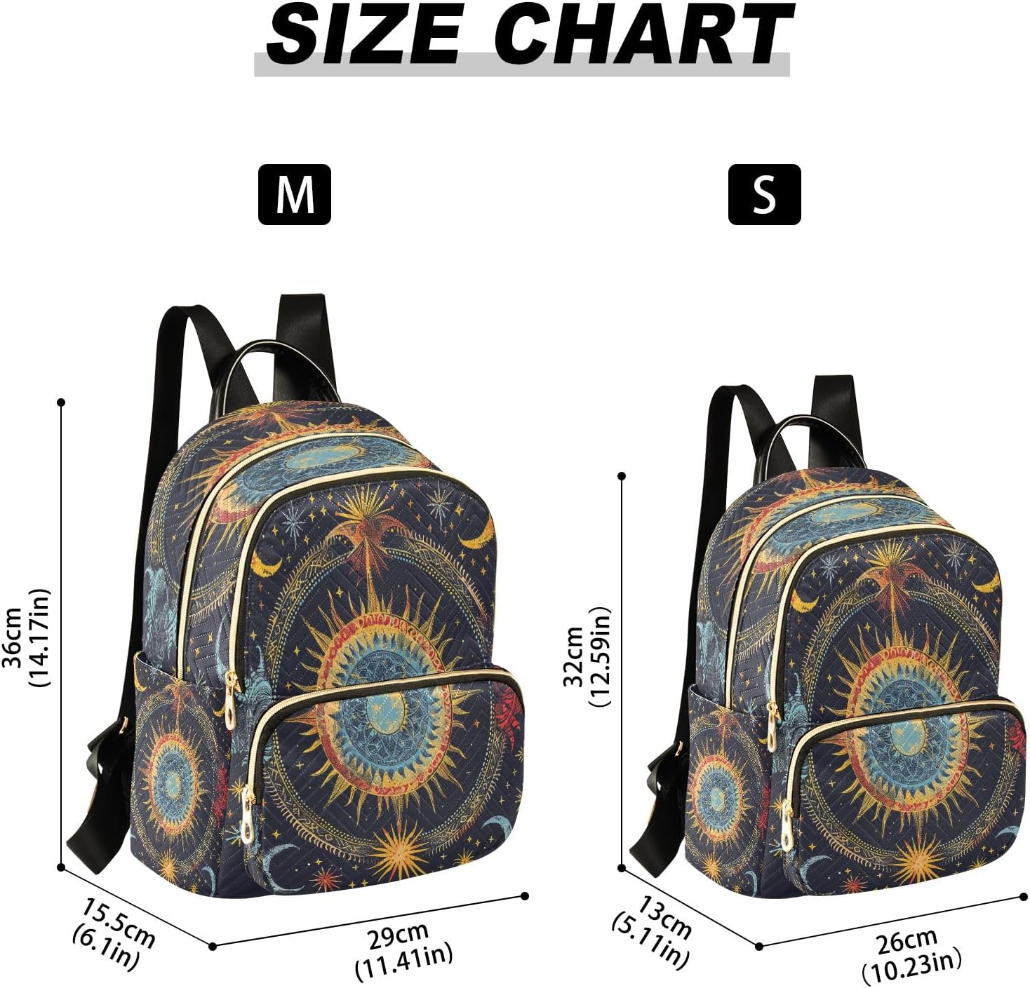 Mandala Ethnicmoon Stars Alchemy Backpack Purse Ladies Rucksack Travel Shoulder Bag Casual Daily Backpack - Image 3