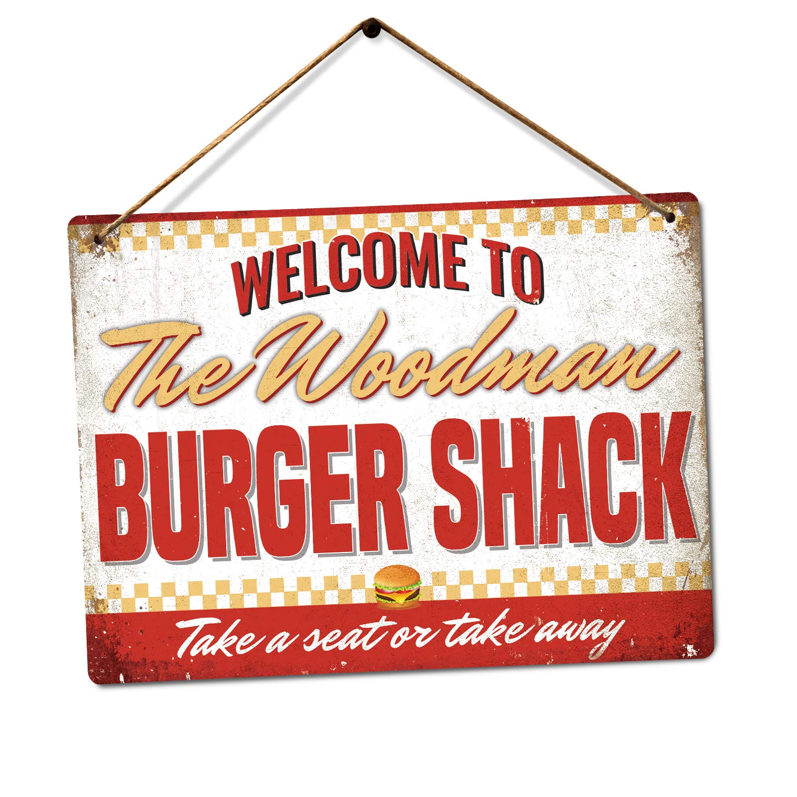 Customised Burger Shack - Personalised Diner Sign – Medium Twine | Printed Metal Wall Sign Plaque