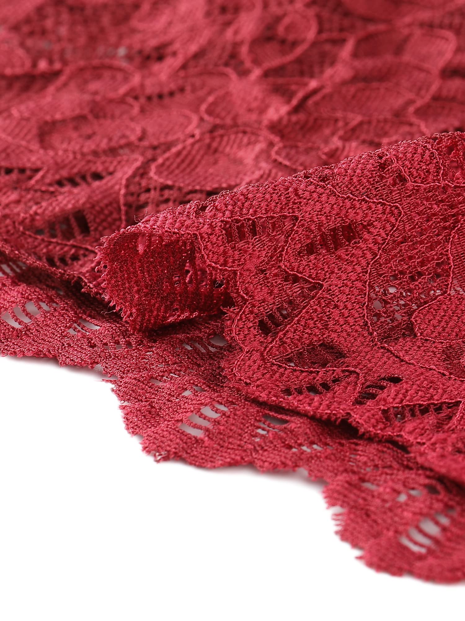 Allegra K Boléro court élégant en dentelle florale pour femme, Rouge, Taille XL