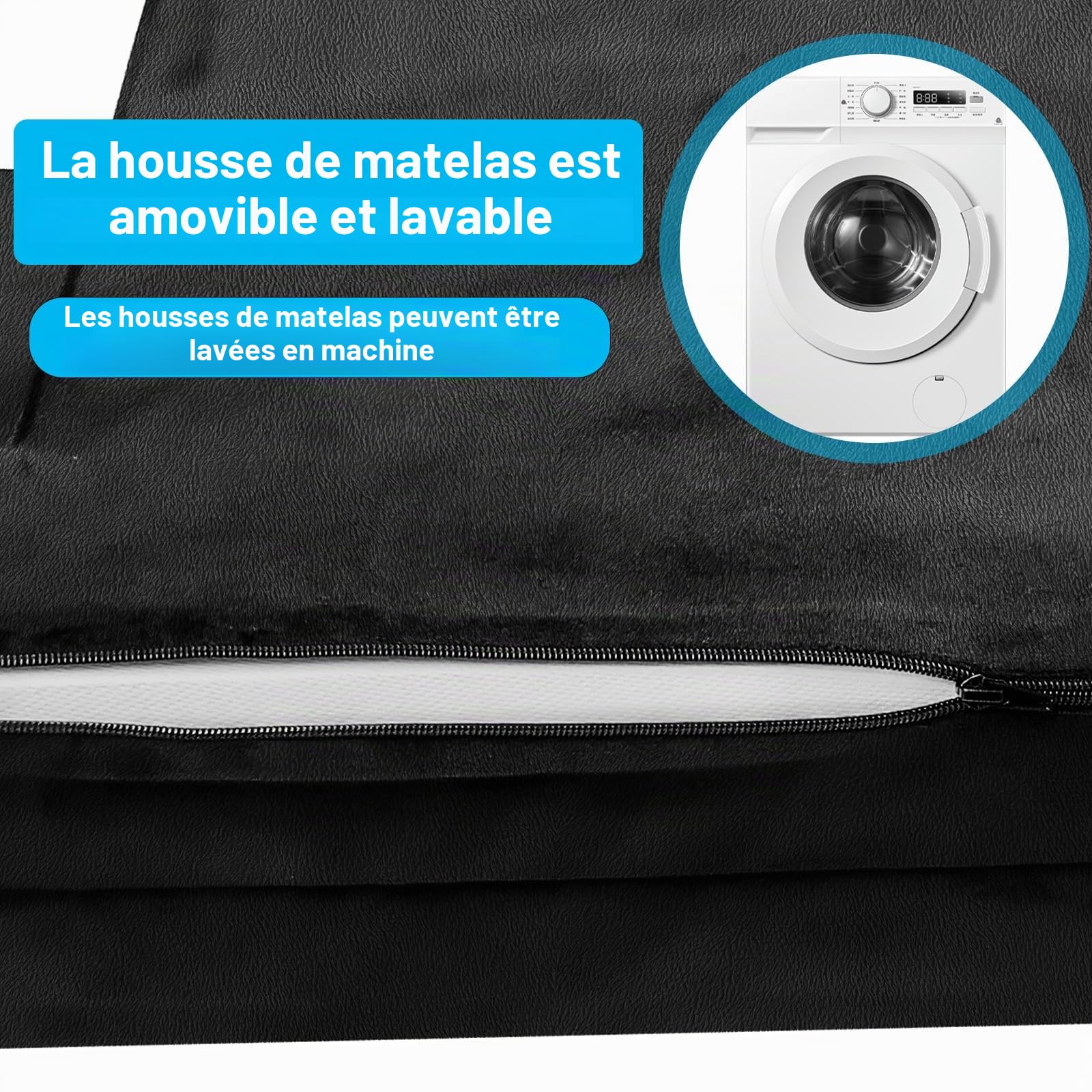 Matelas Pliant Portable épais Compatible avec VW T5 T6 T6.1 Multivan California Beach Caravelle et Transporter 186 x 148 x 8 cm Accessoires de Camping-Car