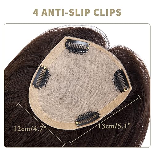 Miniatura 4 de MorningWigs Toppers de cabello para mujer 100 Remy cobertura de cabello humano 47 x 51in base de seda completa cabello lacio para adelgazar el