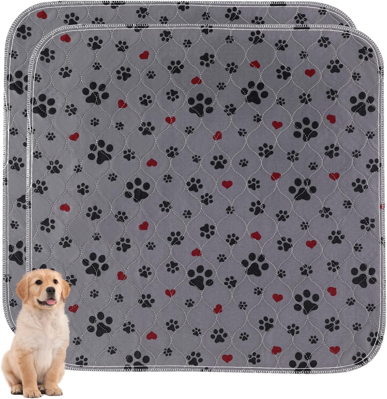 Washable Pee Pads for Dogs,2 Pack Extra Large 72"x72" Super Absorbent Reusable Puppy Pads,Non-Slip 100% Waterproof Dog Pee Pads,Pet Training Pads for Couch, Crate,Potty Training,Floor
