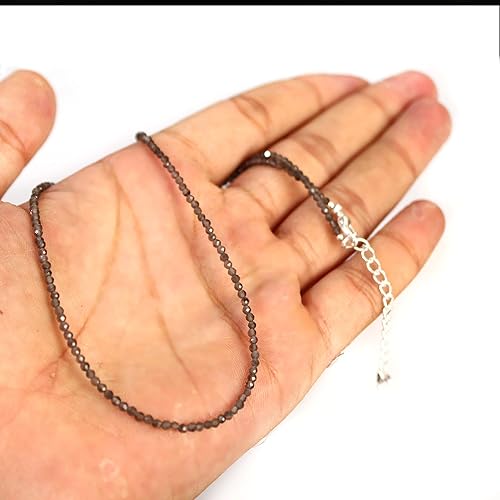 Miniatura 4 de Gempires Grey Obsidian Beads Necklace, Beaded Necklace, Choker Necklace with Adjustable Chain 18 inch (2 inch extender), Western Jewelry for Women,