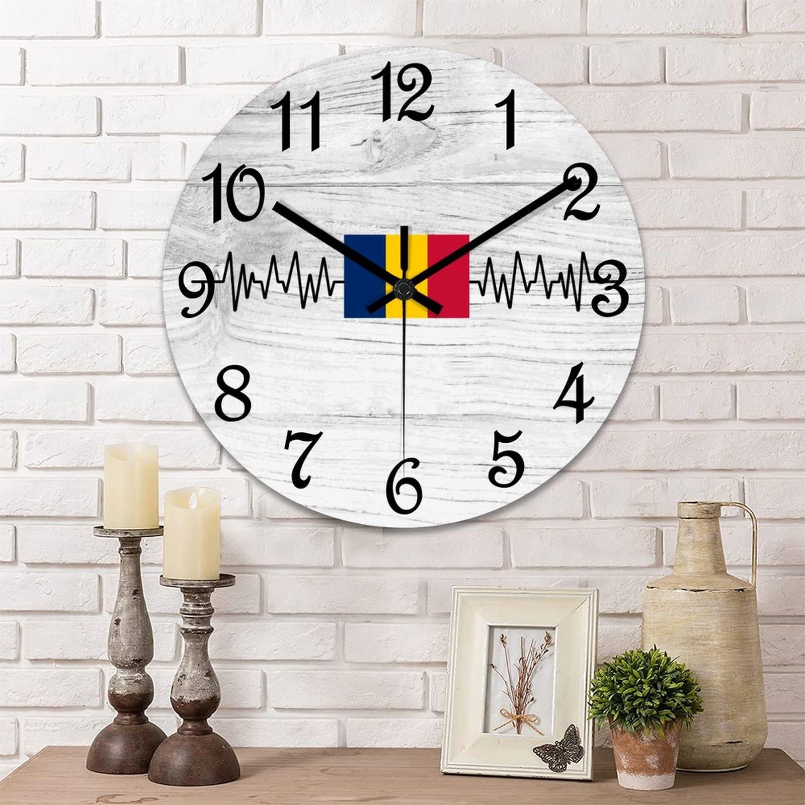 Reloj de pared de Chad de 15 pulgadas silencioso hecho de madera rústica