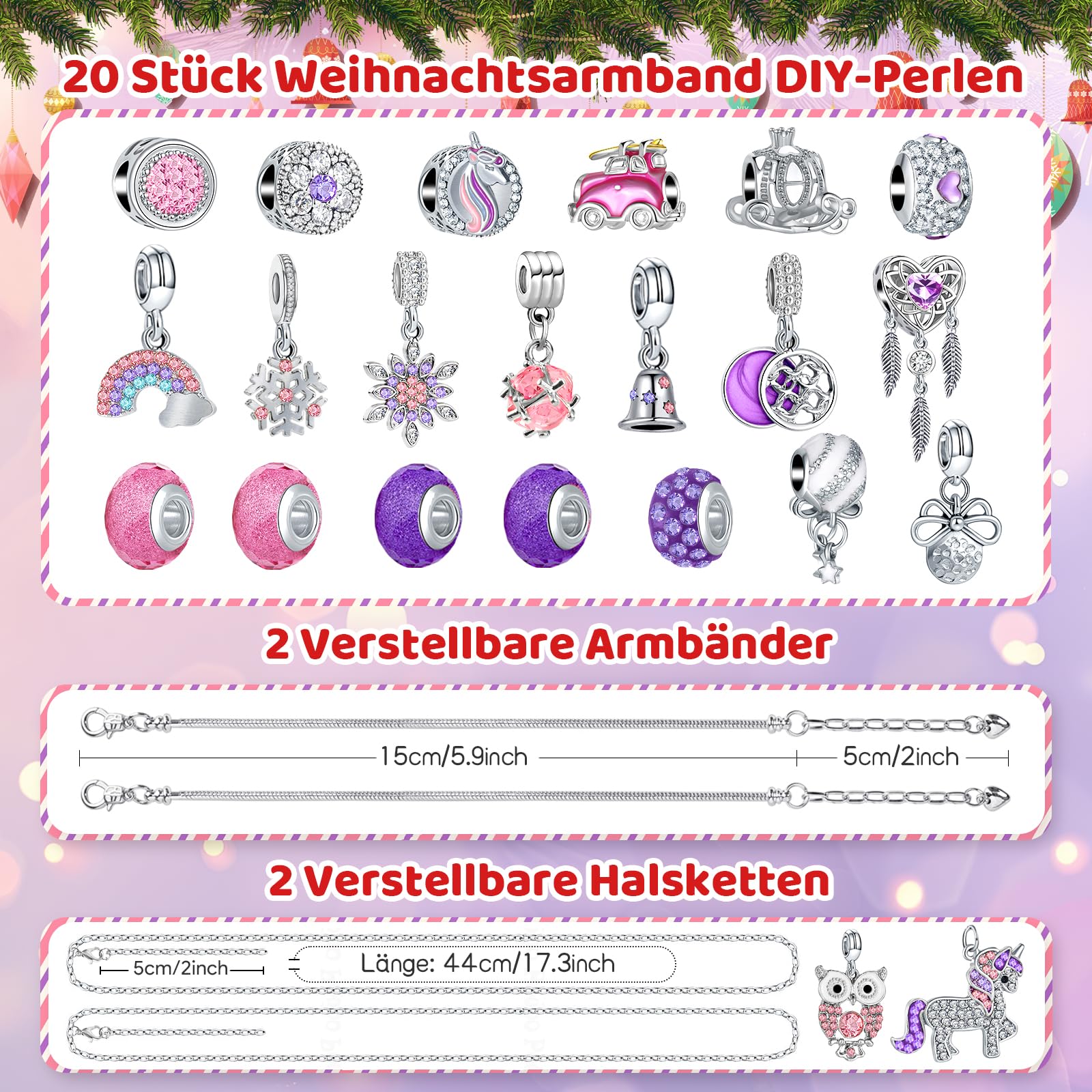 Gaeymy Calendario Avvento 2025 Gioielli, Calendario Dell'Avvento Kinder Diy Charms Kit per Bambina Bambini Donna, Calendario Avvento Bracciale Collane Gioielli Riempire Regali 5 6 7 8 9 10 11 12 Anni