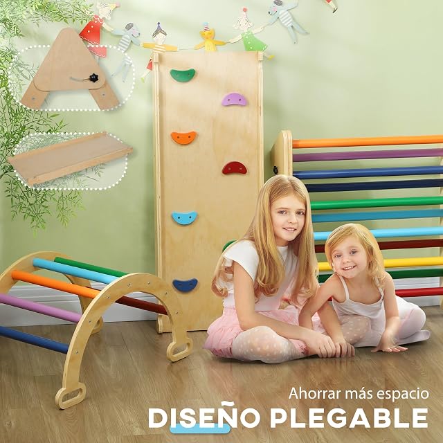 Foto 6 de 8 de AIYAPLAY 5 en 1 Triángulo de Escalada Montessori 178x64,5 cm Multicolor