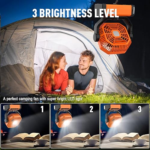 Miniatura 5 de Ventilador de camping portátil con luz LED, ventilador de batería de 20000 mAh, ventilador de batería oscilante automático con control remoto para