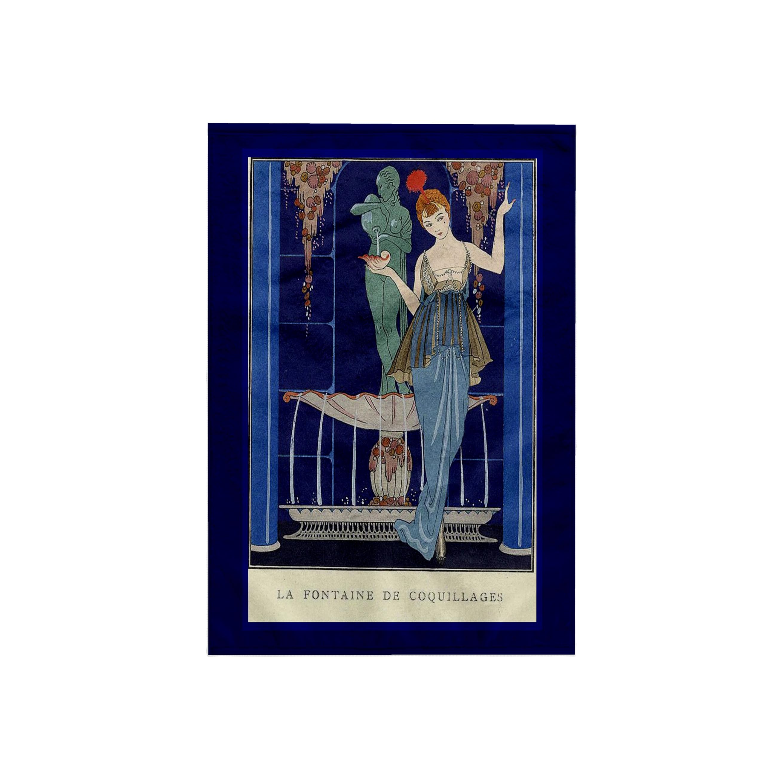 3dRose - Vintage French Lady in Blue Scene - Towel - (twl-43797-1)