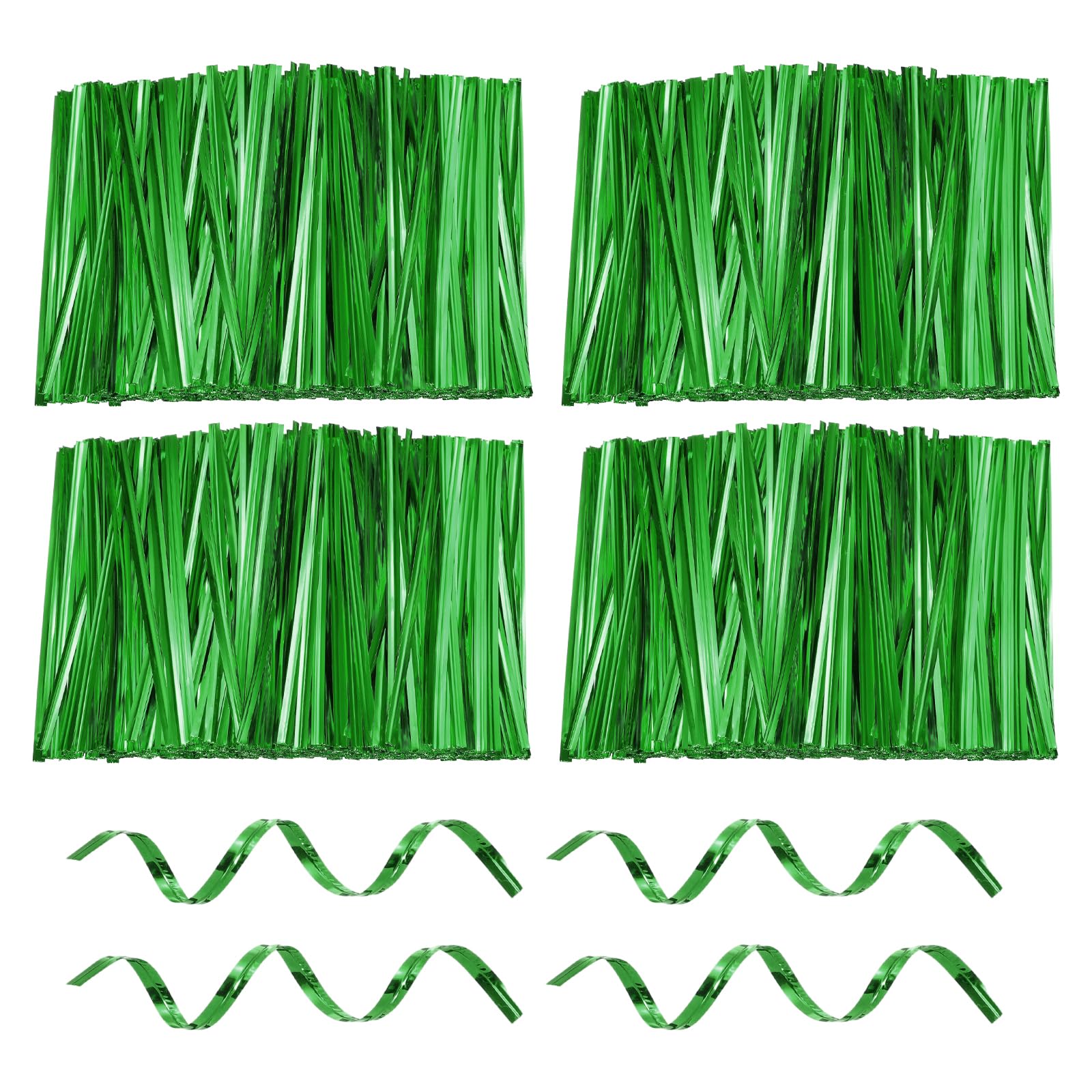 sourcing map 1600pcs Bag Twist Ties 100mm Reusable Metallic Twist Ties Wire Cable Ties Plastic Bag Sealers for Party Bread Candy Cake Present Supplies, Green