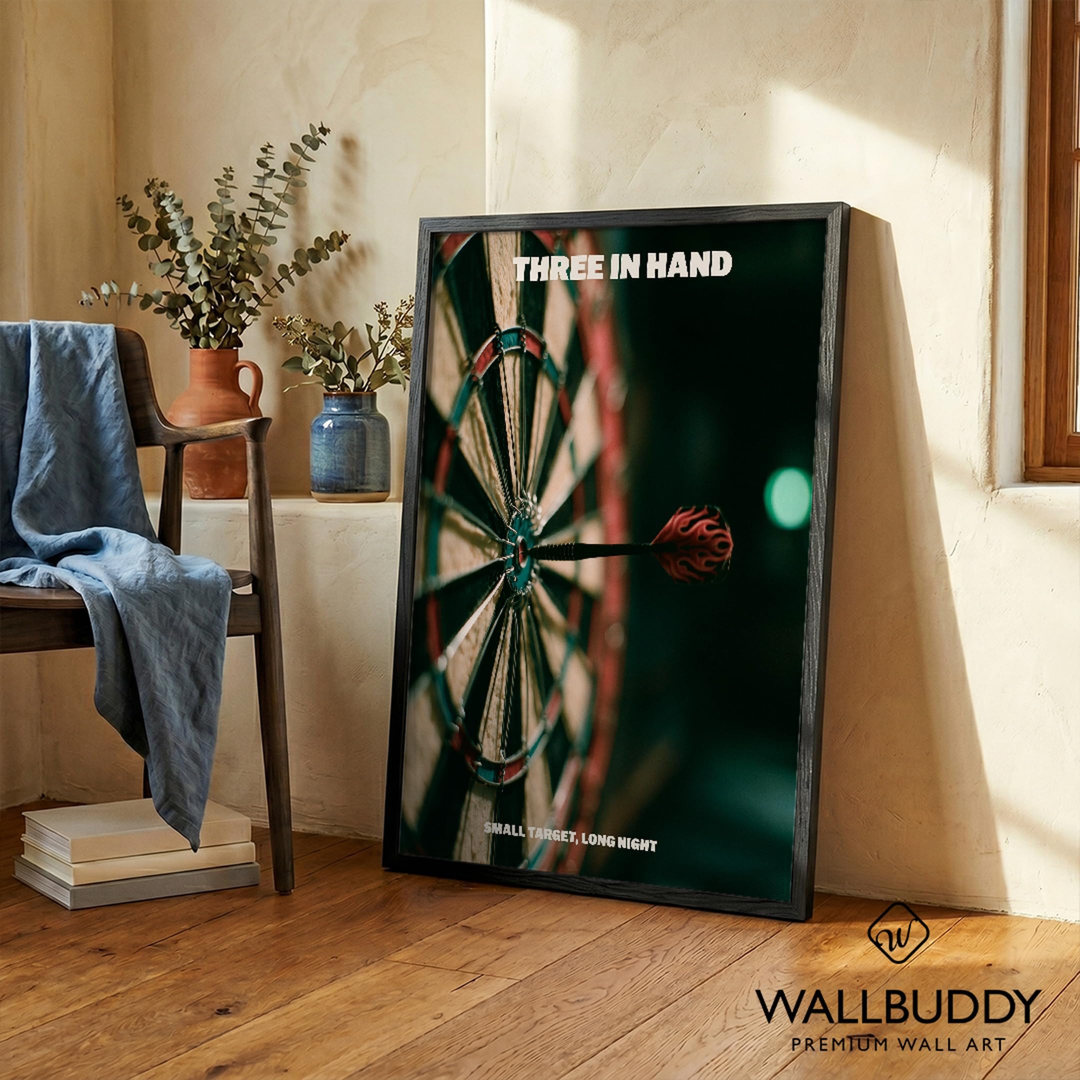 WallBUddy Dartboard Nahaufnahme Wandkunst Dru (60 x 90 cm, Schwarz gerahmt)