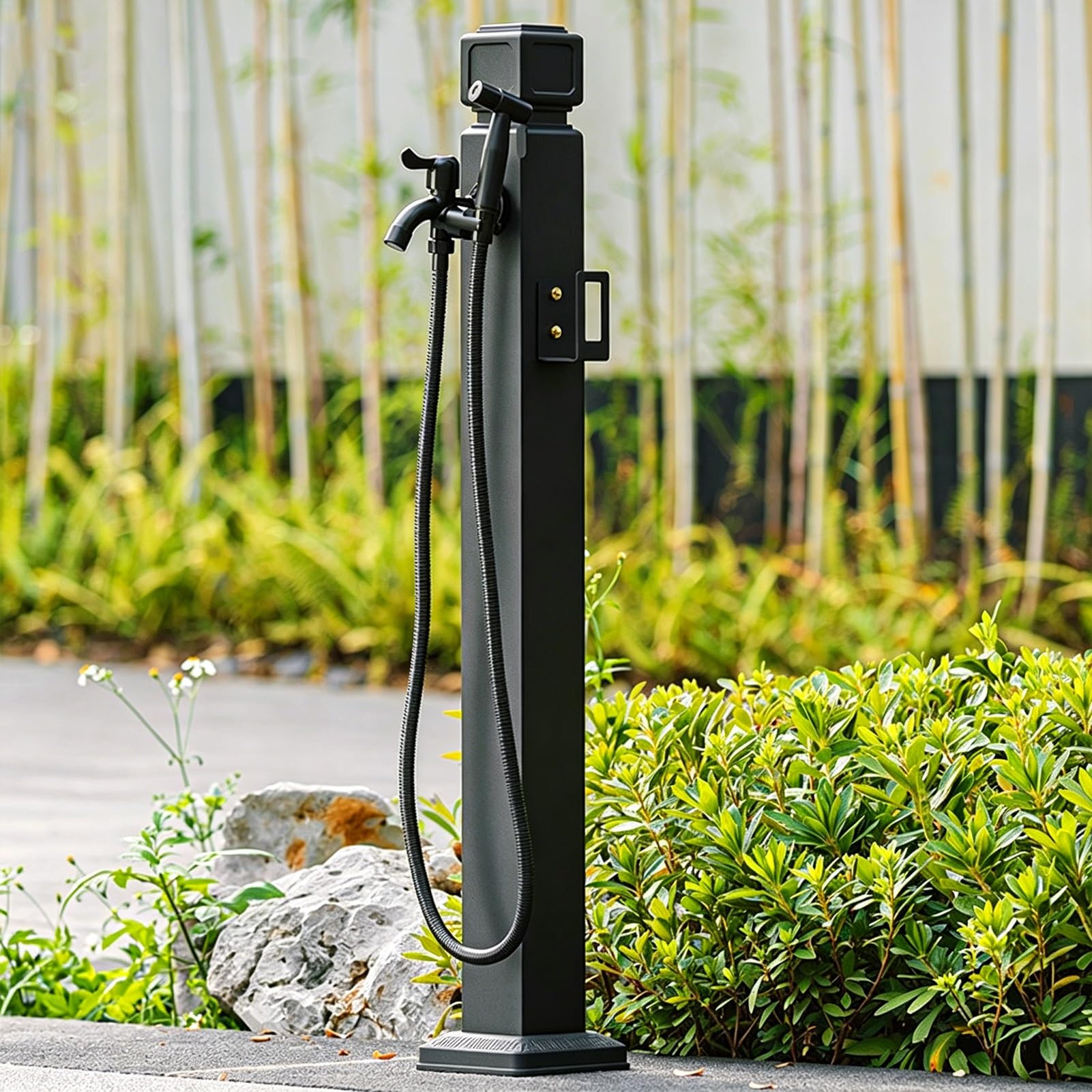 Outdoor Freestanding Garden Water Tap, 304 Stainless Steel Faucet Column with Handheld Spray Gun, Vertical Yard Hydrant for Irrigation and Cleaning(D,Height: 60cm/23.6in)
