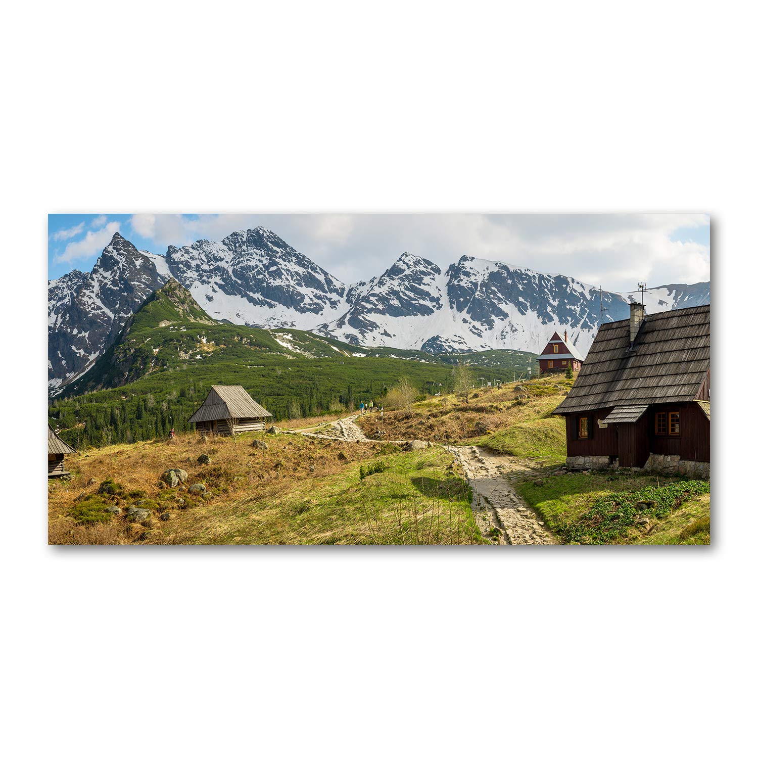 Tableau panoramique pour cuisine et salon en verre 120x60 lavable paysage vert